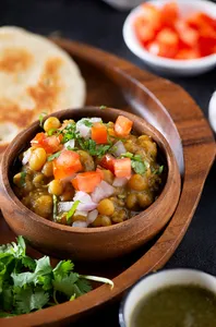 ALOO PIYAZ KULCHA WITH CHOLE AND TAMRIND CHUTNEY
