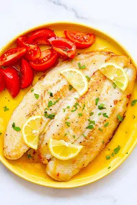 FISH IN LEMON  BUTTER GARLIC SAUCE