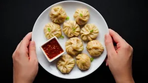 VEG TRADITIONAL STEAMED MOMOS ( 8 PCS )