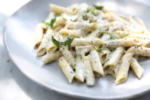 Chicken Indiana   White Sauce  Penne